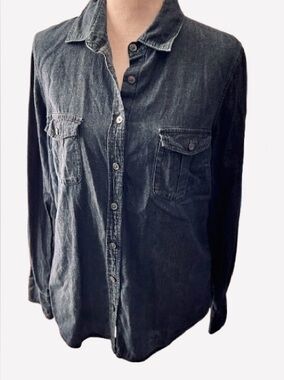 100% Cotton Soft Dark Blue Jean Shirt J. CREW Denim Large 12 Designer